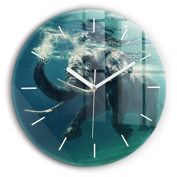 Horloge ronde murale 60 cm Éléphant flottant dans l'océan