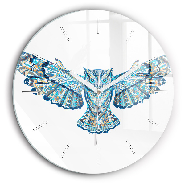 Horloge ronde en verre 60 cm Hibou en vol