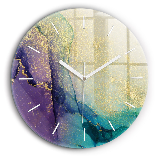 Horloge ronde en verre 60 cm Abstraction de couleur