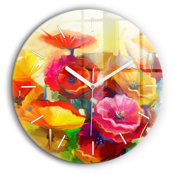 Horloge ronde murale 60 cm Coquelicots colorés