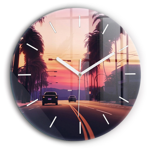 Horloge ronde 60 cm Coucher de soleil à Los Angeles