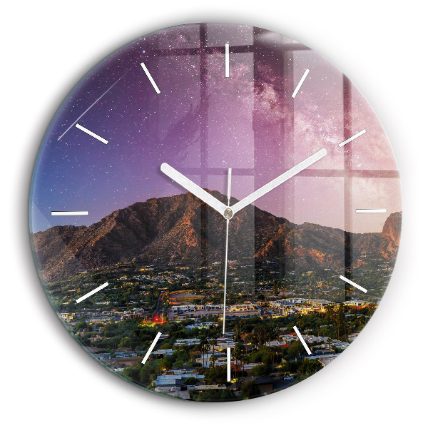 Horloge ronde murale 60 cm Paysage de montagne