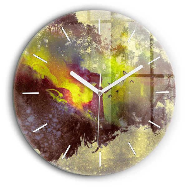 Horloge ronde murale 60 cm Femme dans la forêt