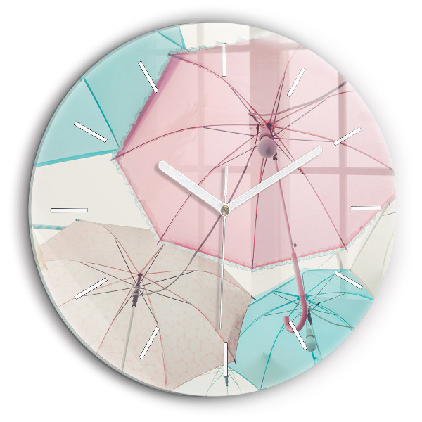 Pendule murale ronde 60 cm Parapluies pastel