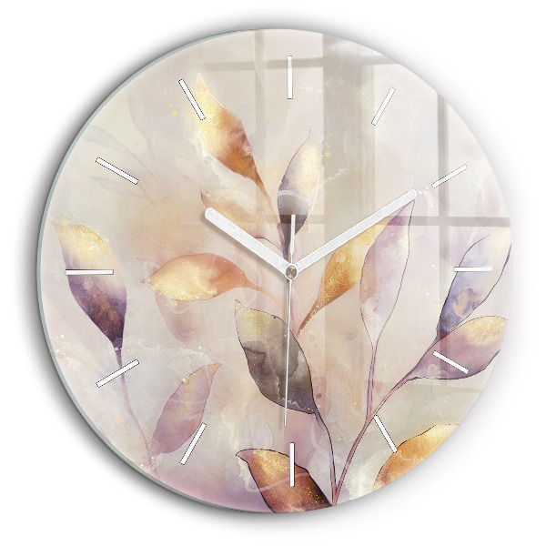 Horloge ronde 60 cm Feuilles abstraites boho