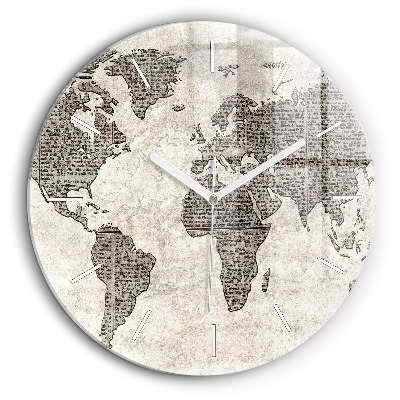Horloge ronde en verre 60 cm Journal de la carte du monde