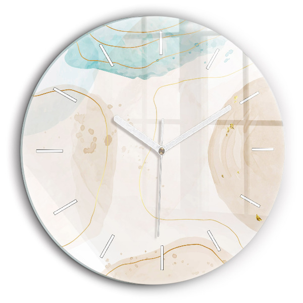 Horloge ronde en verre 60 cm Taches d'aquarelle