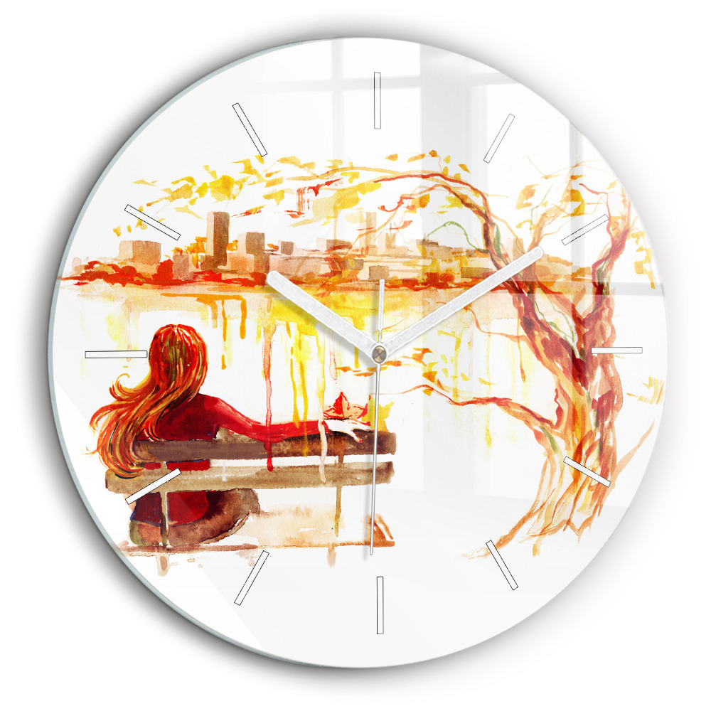 Horloge ronde murale 60 cm Paysage d'automne