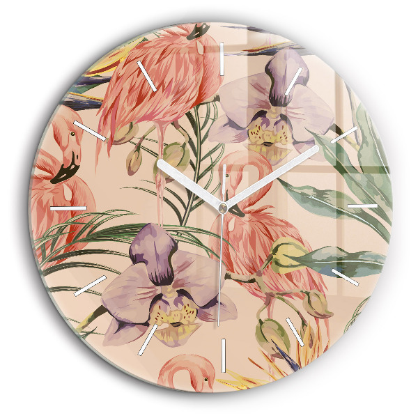 Horloge ronde murale 60 cm Feuilles de palmier tropicales