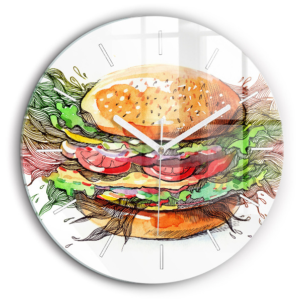 Pendule murale ronde 60 cm Hamburger au fromage XXL