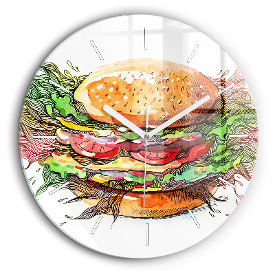 Pendule murale ronde 60 cm Hamburger au fromage XXL