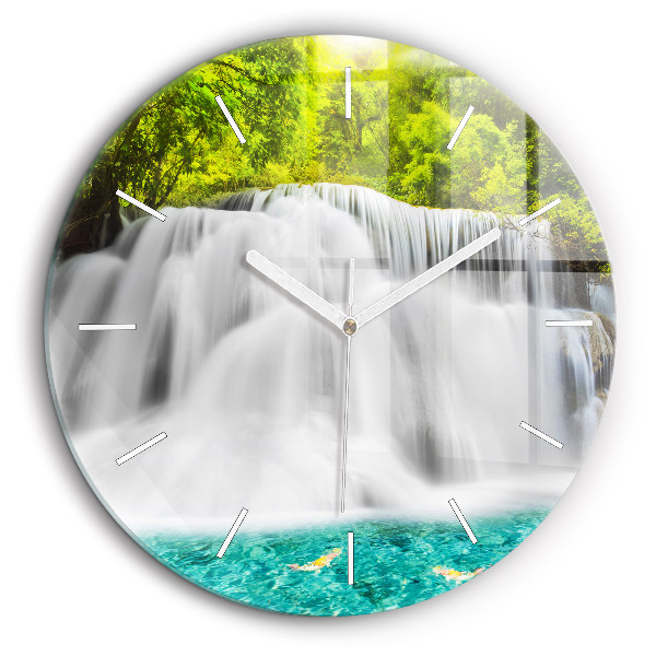 Horloge ronde en verre 60 cm Chute d'eau en Thaïlande