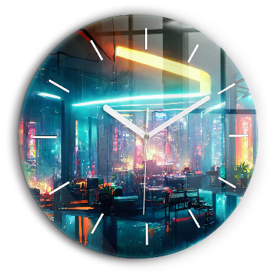 Horloge ronde 60 cm Ville de style cyberpunk