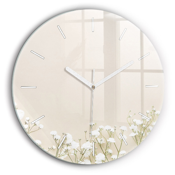 Pendule murale ronde 60 cm Gypsophile en fleurs