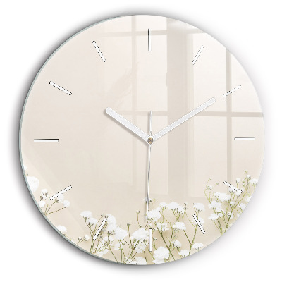 Pendule murale ronde 60 cm Gypsophile en fleurs