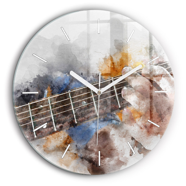 Horloge ronde en verre 60 cm Graphique d'une guitare