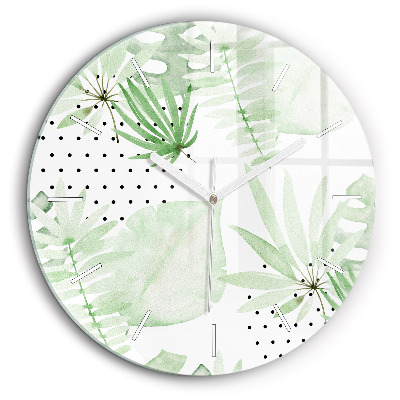 Pendule murale ronde 60 cm Feuilles vertes