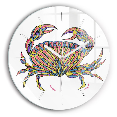 Horloge ronde en verre 60 cm Crabe ethnique