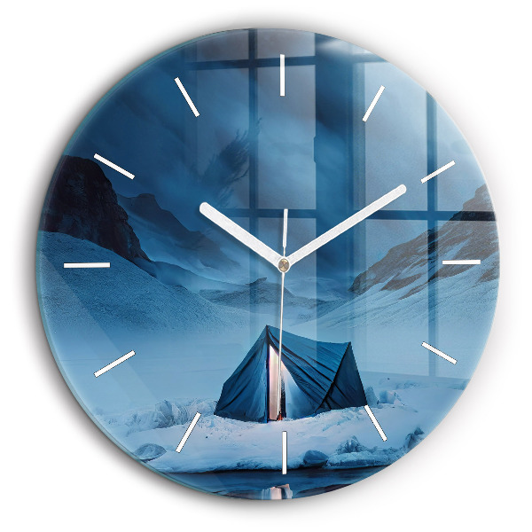 Horloge ronde murale 60 cm Tente dans les montagnes d'Islande