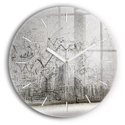 Horloge ronde murale 60 cm Croquis urbain