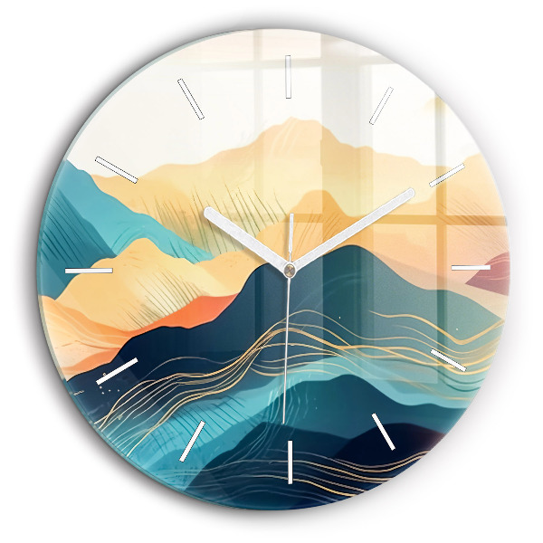 Horloge ronde murale 60 cm Paysage de montagne