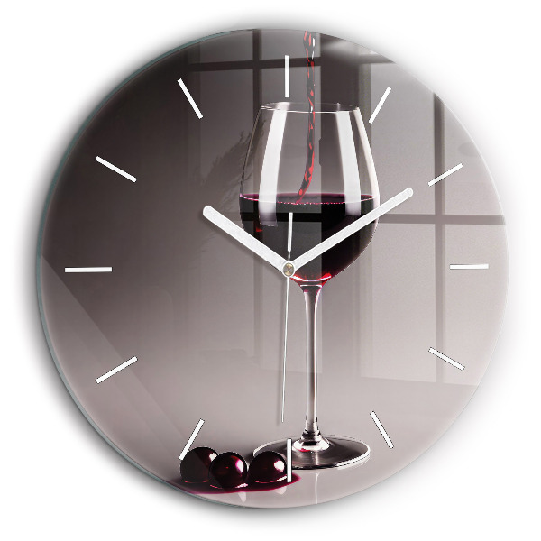 Horloge ronde en verre 60 cm Lampe de vin rouge