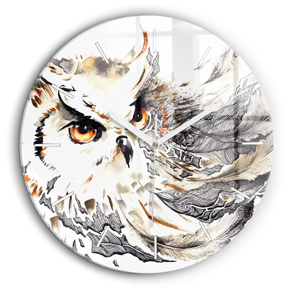 Pendule murale ronde 60 cm Hibou symbole de sagesse