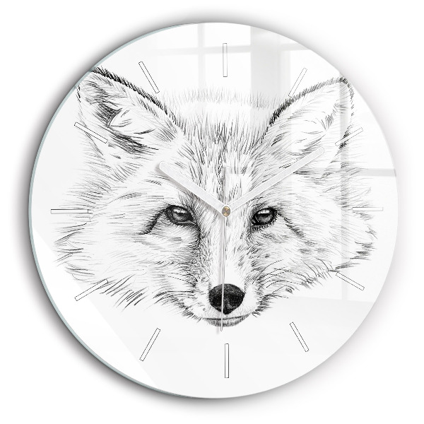 Pendule murale ronde 60 cm Tête de renard graphique