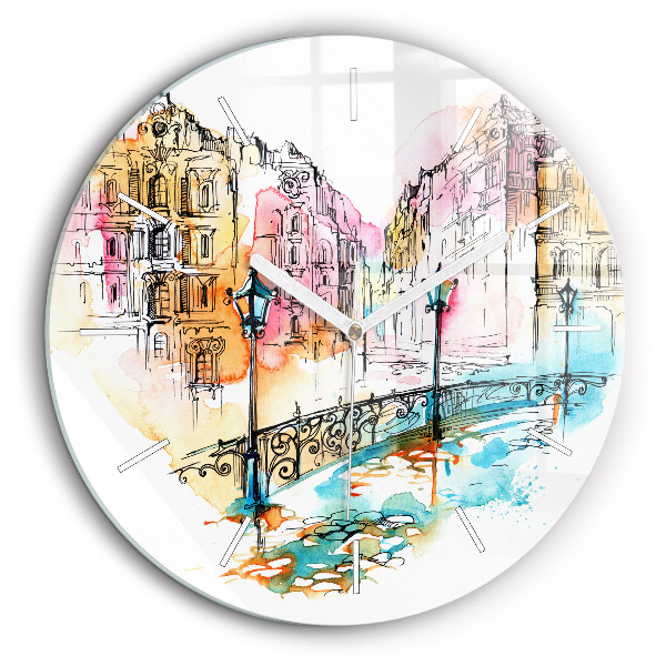 Pendule murale ronde 60 cm Architecture peinte