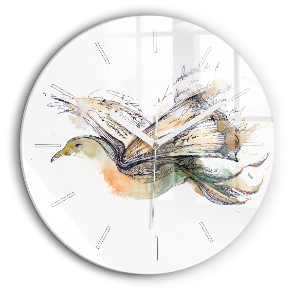 Horloge ronde en verre 60 cm Oiseau et livre