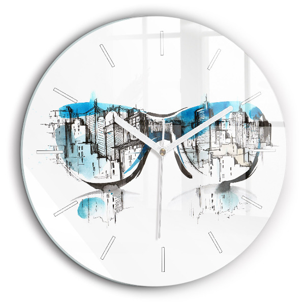 Horloge ronde murale 60 cm La ville en lunettes