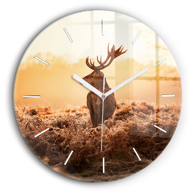 Horloge ronde murale 60 cm Cerf au lever du soleil