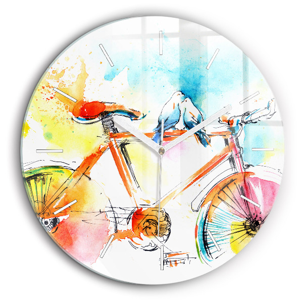 Horloge ronde murale 60 cm Vélo peint