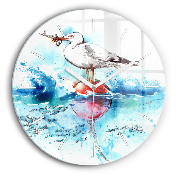 Horloge ronde 60 cm Mouette peinte