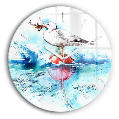 Horloge ronde 60 cm Mouette peinte