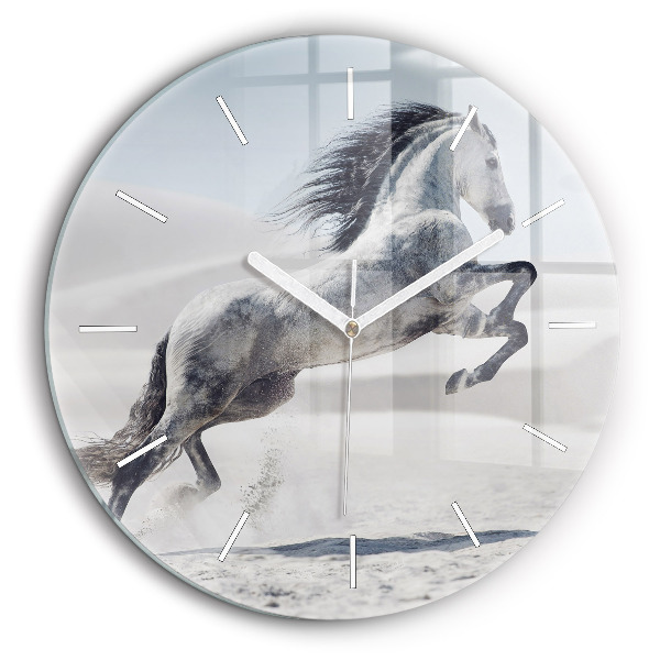 Horloge ronde murale 60 cm Cheval blanc au galop