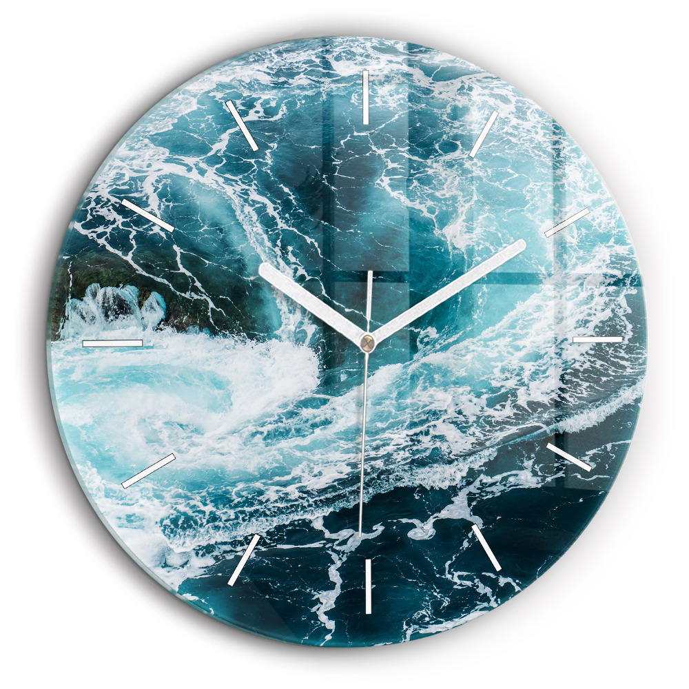 Horloge ronde murale 60 cm Vagues écumantes et tourbillonnantes