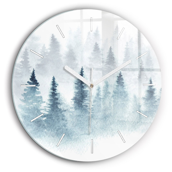 Pendule murale ronde 60 cm Forêt d'hiver