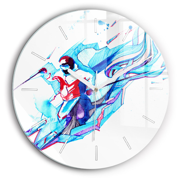 Horloge ronde murale 60 cm Skieur