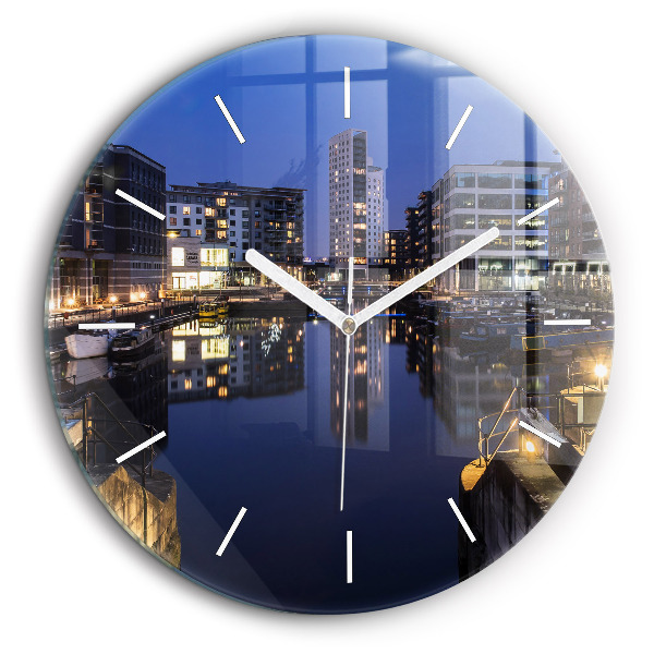 Horloge ronde murale 60 cm Ville illuminée la nuit