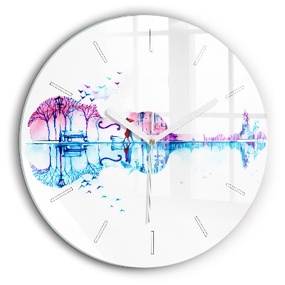 Horloge ronde en verre 60 cm Cello park lake
