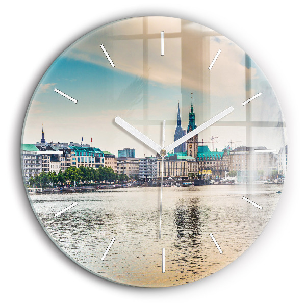 Horloge ronde en verre 60 cm Binnenalster à Hambourg