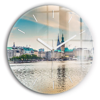 Horloge ronde en verre 60 cm Binnenalster à Hambourg
