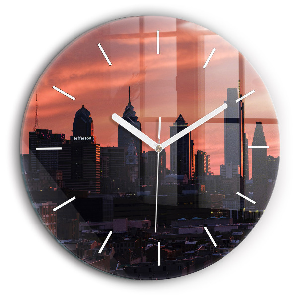 Horloge ronde murale 60 cm Panorama de Philadelphie