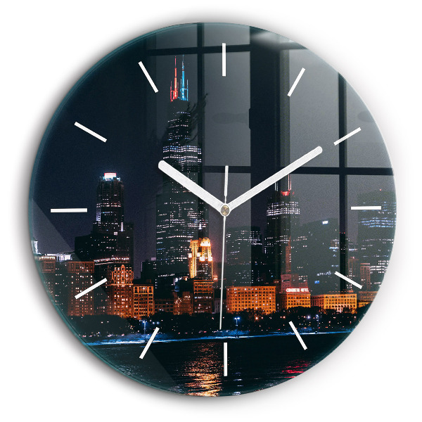 Pendule murale ronde 60 cm Paysage urbain de Chicago