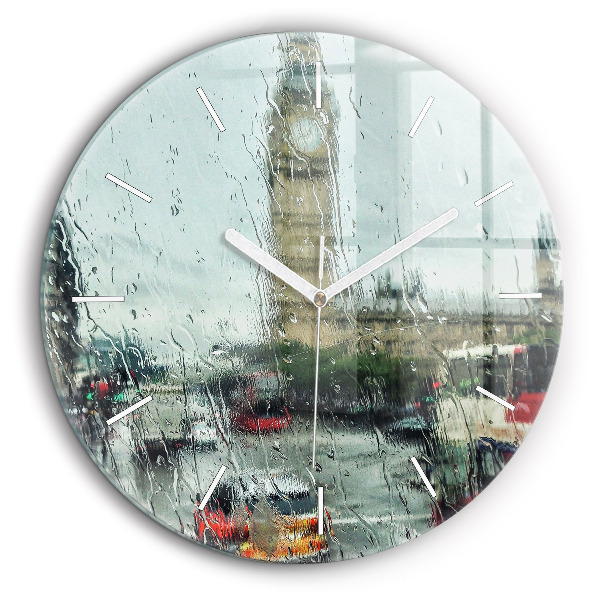 Horloge ronde 60 cm Londres sous la pluie