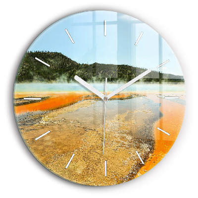 Horloge ronde en verre 60 cm Lac avec montagnes