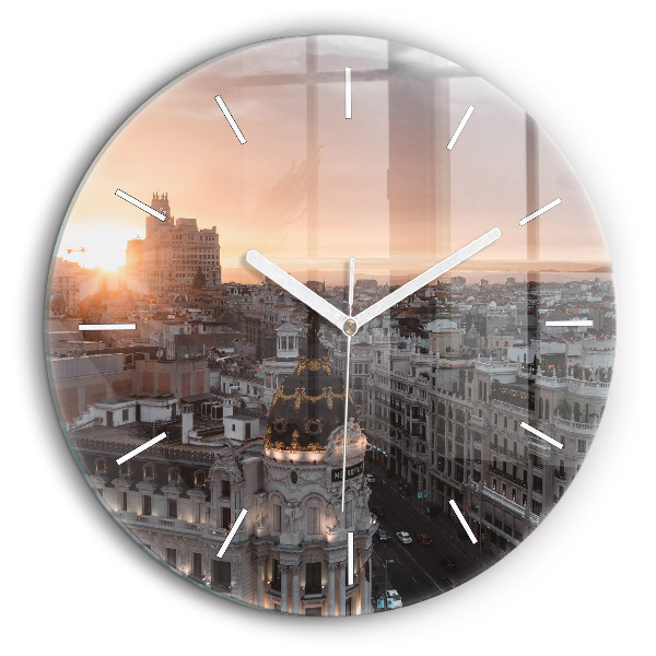 Horloge ronde murale 60 cm Villes au coucher du soleil