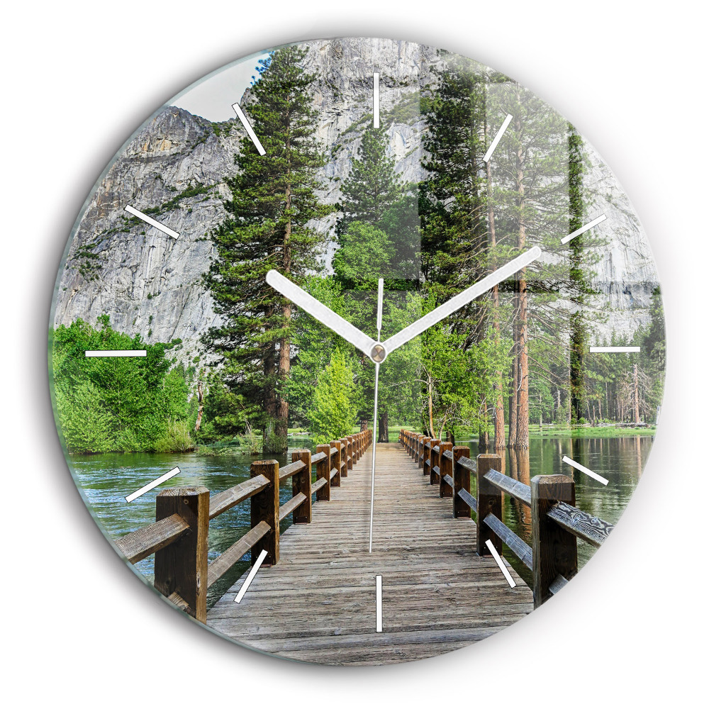 Horloge ronde 60 cm Pont en bois à Yosemite