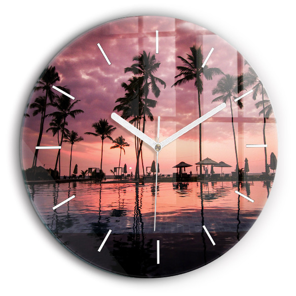 Horloge ronde murale 60 cm Palmiers à Hawaï